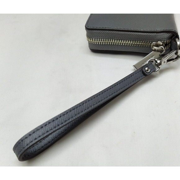 Michael Kors Gray Crossgrain Leather Zip Around Credit Card Wallet - Picture 16 of 16